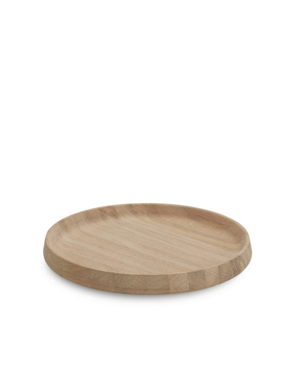 Round Serving Tray in Oak, Size Large