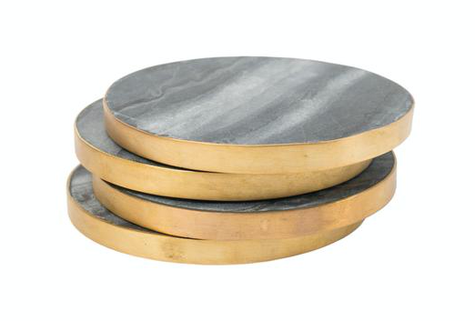 Coasters, Black Marble/Brass