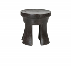 Dark Wood Stool with Curved Legs