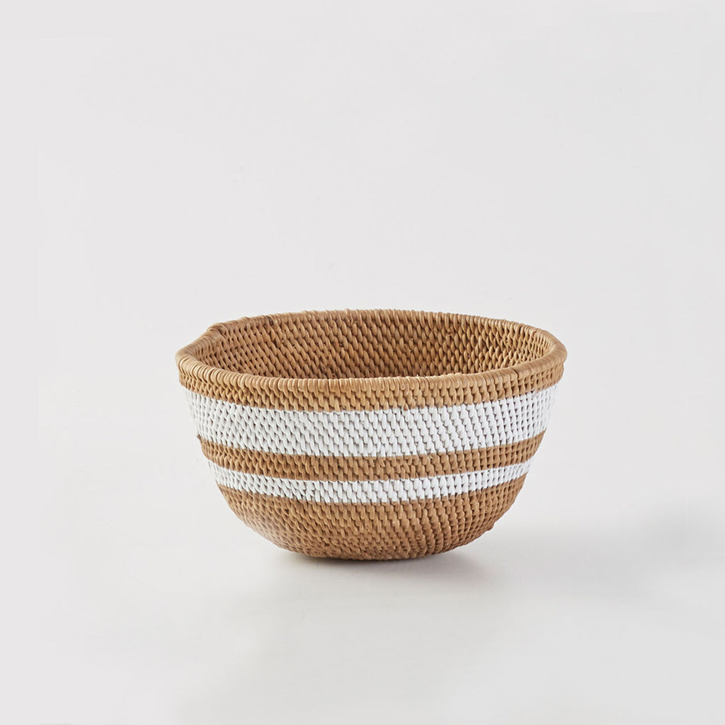 Foil and White Stripe Woven Bowl, Size Small