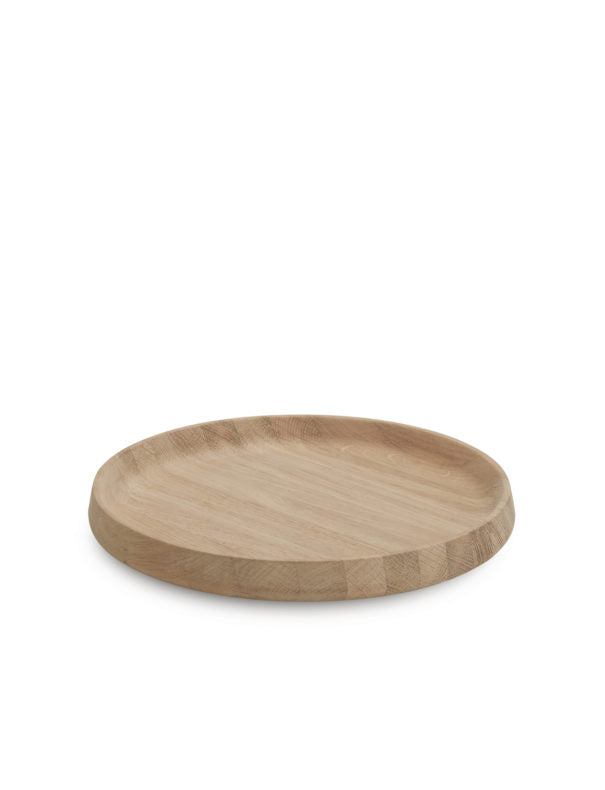 Round Serving Tray in Oak, Size Large