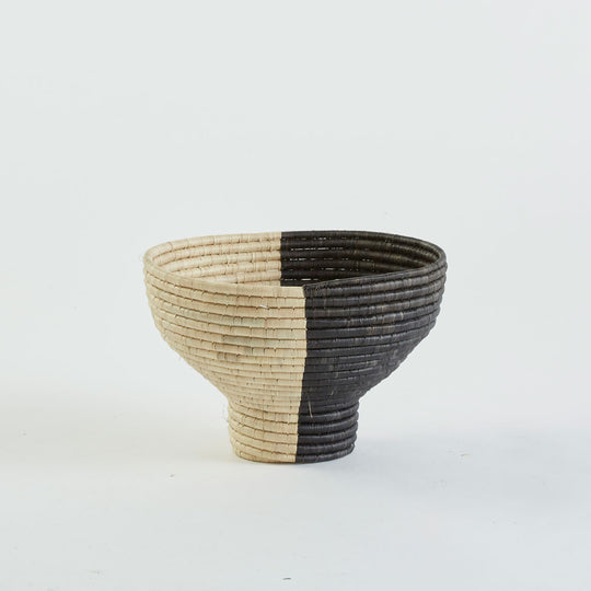 Pedestal Basket in Black and Natural, Small