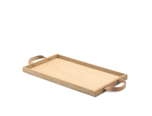 Tray with Leather Handles in Natural, Large
