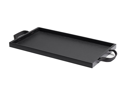 Tray with Leather Handles, Black